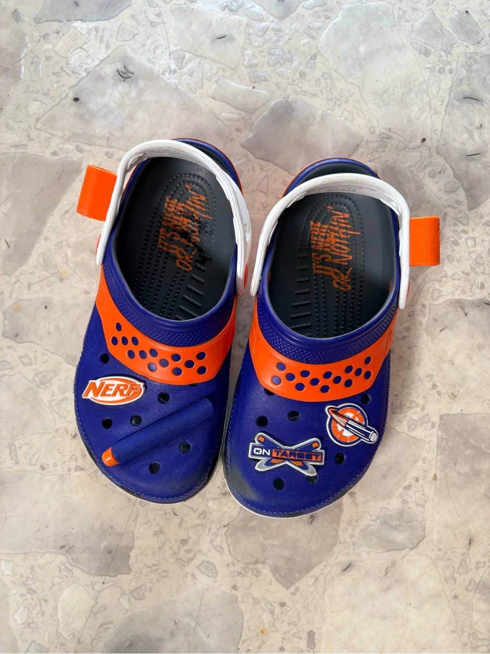 Nerf x Crocs Classic Clogs Blue/Orange – Junior Size 3
